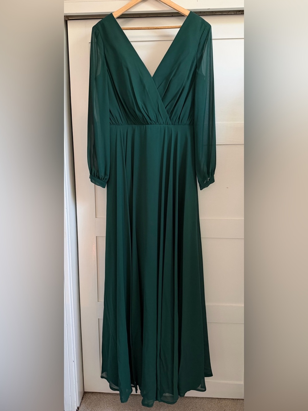 Revelry Deep Green Long Sleeve Bridesmaid Maxi Dress
